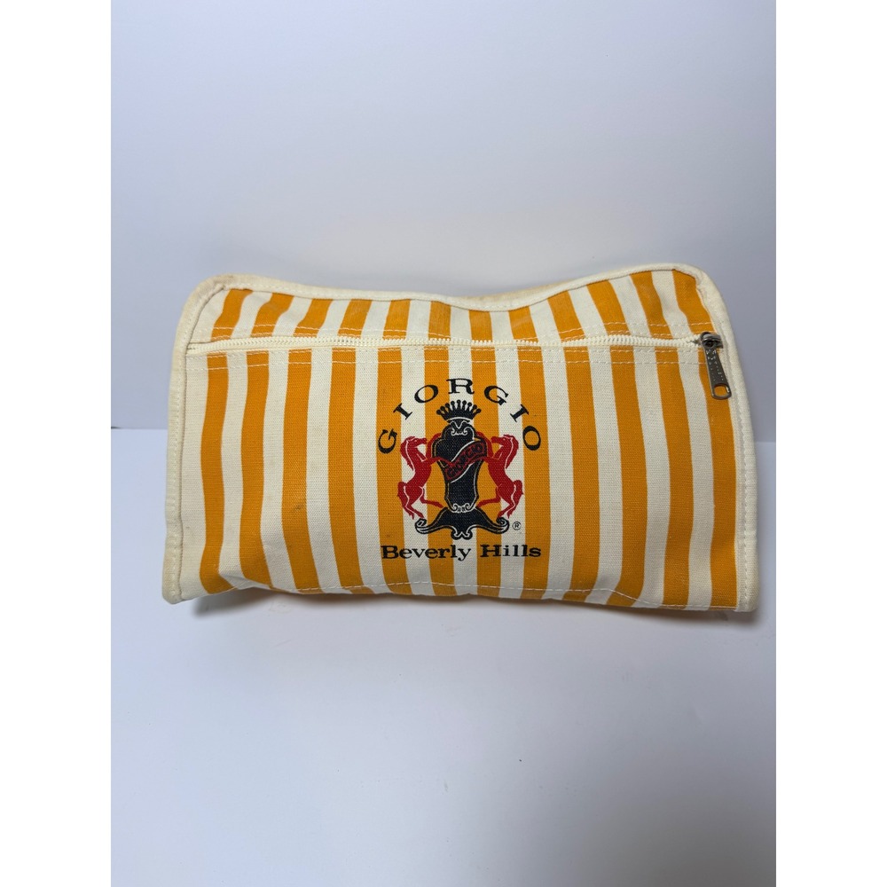 70s/80s Vintage Giorgio Beverly Hills Travel Bag Stripe Canvas Scoville Zip